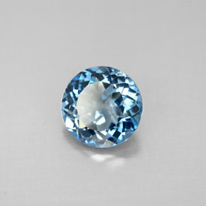 Topaze bleue naturelle coupe roude, 2,39 ct, VS
