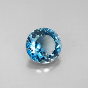 Topaze bleue naturelle coupe roude, 2,52 ct, VVS-VS