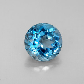 Topaze bleue naturelle coupe roude, 2,46 ct, VS