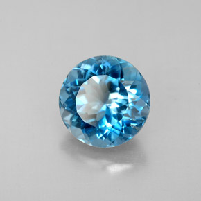 Topaze bleue naturelle coupe roude, 2,46 ct, VS