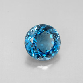 Topaze bleue naturelle coupe roude, 2,49 ct, VS