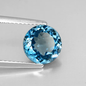 Topaze bleue naturelle coupe roude, 2,32 ct, VS