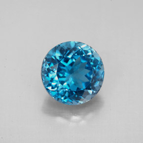 Topaze bleue naturelle coupe roude, 2,72 ct, VS