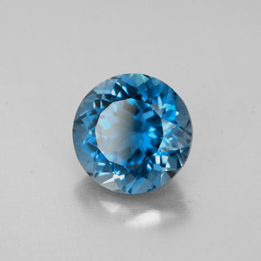 Topaze bleue naturelle coupe roude, 2,69 ct, VS