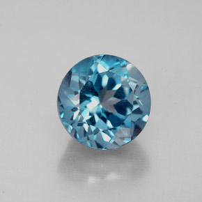 Topaze bleue naturelle coupe roude, 2,93 ct, VS