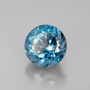 Topaze bleue naturelle coupe roude, 2,93 ct, VS