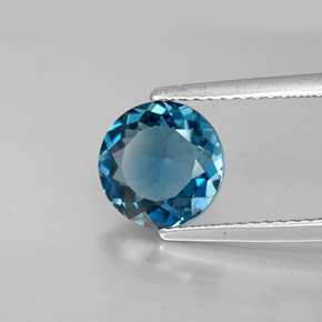 Topaze bleue naturelle coupe roude, 2,02 ct, VS