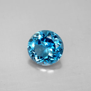 Topaze bleue naturelle coupe roude, 2,25 ct, VS