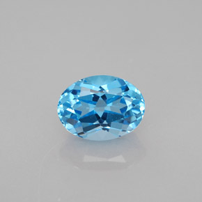 Topaze bleue naturelle coupe ovale, 1,74 ct, VVS-VS