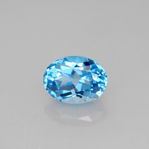 Topaze bleue naturelle coupe ovale, 1,74 ct, VVS-VS
