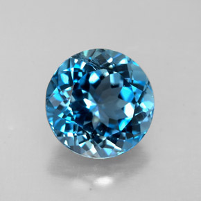 Topaze bleue naturelle coupe roude, 2,52 ct, VS