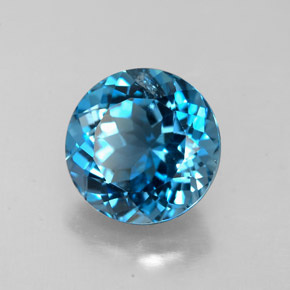 Topaze bleue naturelle coupe roude, 2,52 ct, VS