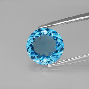 Topaze bleue naturelle coupe roude, 2,75 ct, VVS-VS