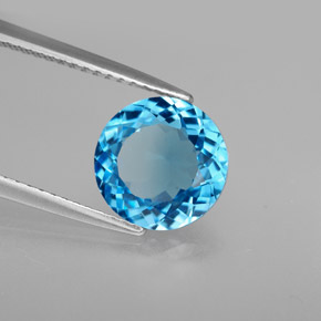 Topaze bleue naturelle coupe roude, 2,75 ct, VVS-VS