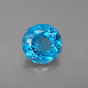 Topaze bleue naturelle coupe roude, 2,96 ct, VS