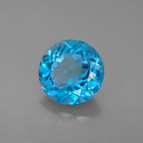 Topaze bleue naturelle coupe roude, 2,96 ct, VS