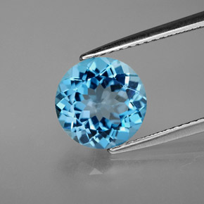Topaze bleue naturelle coupe roude, 3,07 ct, VVS-VS
