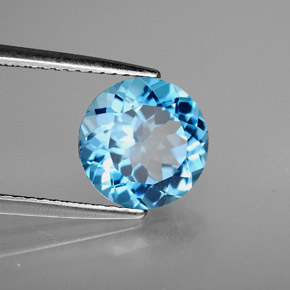 Topaze bleue naturelle coupe roude, 3,07 ct, VVS-VS