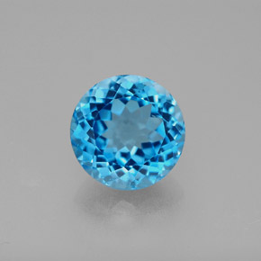Topaze bleue naturelle coupe roude, 3,50 ct, VS