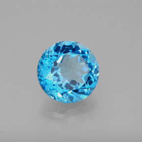Topaze bleue naturelle coupe roude, 3,50 ct, VS