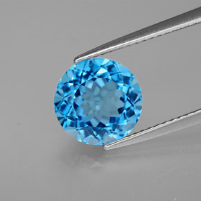 Topaze bleue naturelle coupe roude, 3,31 ct, VVS