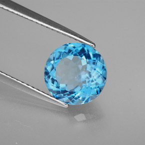Topaze bleue naturelle coupe roude, 3,31 ct, VVS