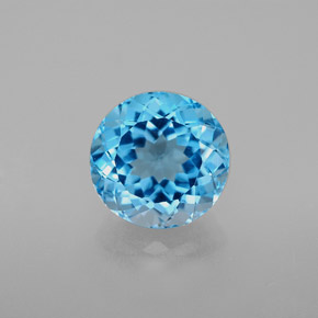 Topaze bleue naturelle coupe roude, 3,42 ct, VVS-VS