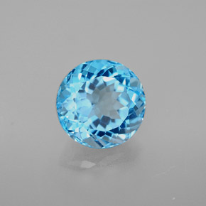 Topaze bleue naturelle coupe roude, 3,42 ct, VVS-VS