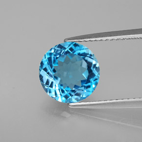 Topaze bleue naturelle coupe roude, 3,27 ct, VS