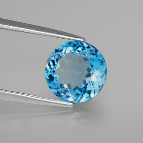 Topaze bleue naturelle coupe roude, 3,27 ct, VS