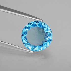 Topaze bleue naturelle coupe roude, 2,98 ct, VS