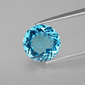 Topaze bleue naturelle coupe roude, 2,97 ct, VS