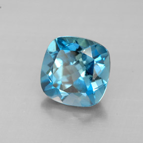 Topaze bleue naturelle coupe coussin, 2,00 ct, VVS-VS