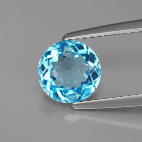 Topaze bleue naturelle coupe roude, 1,69 ct, VS