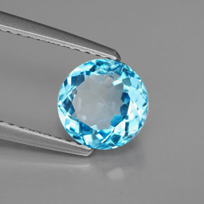 Topaze bleue naturelle coupe roude, 1,69 ct, VS