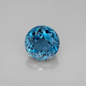 Topaze bleue naturelle coupe roude, 3,94 ct, VVS-VS