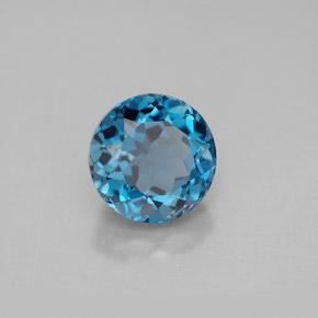 Topaze bleue naturelle coupe roude, 3,94 ct, VVS-VS