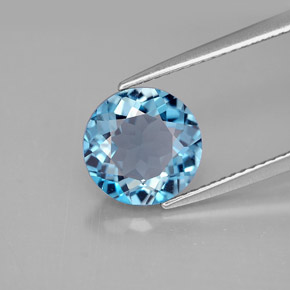 Topaze bleue naturelle coupe roude, 2,92 ct, VVS-VS