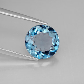 Topaze bleue naturelle coupe roude, 2,92 ct, VVS-VS