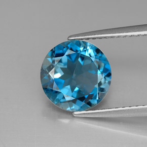 Topaze bleue naturelle coupe roude, 2,95 ct, VVS