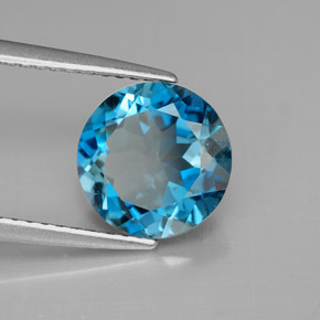 Topaze bleue naturelle coupe roude, 2,95 ct, VVS