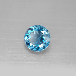 Topaze bleue naturelle coupe roude, 2,35 ct, VS