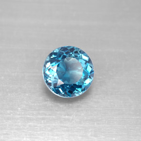 Topaze bleue naturelle coupe roude, 2,46 ct, VVS-VS