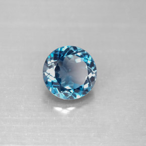 Topaze bleue naturelle coupe roude, 2,34 ct, VVS-VS