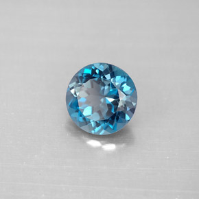 Topaze bleue naturelle coupe roude, 2,13 ct, VVS-VS