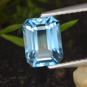 Topaze bleue naturelle taille émeraude, 2,01 ct, VVS-VS