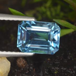 Topaze bleue naturelle taille émeraude, 2,01 ct, VVS-VS