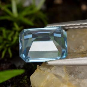Topaze bleue naturelle taille émeraude, 2,01 ct, VVS-VS