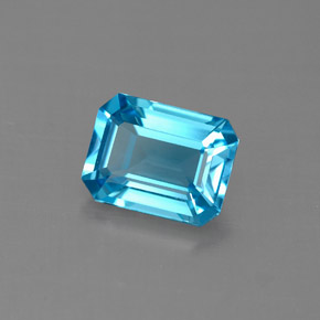 Topaze bleue naturelle taille émeraude, 1,70 ct, VVS-VS