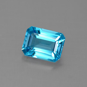 Topaze bleue naturelle taille émeraude, 1,92 ct, VVS-VS